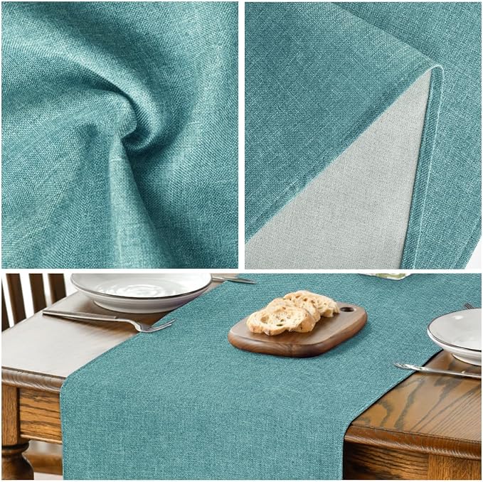 Artoid Mode Turquoise Aqua Table Runner, Seasonal Summer Washable Kitchen - Image 5