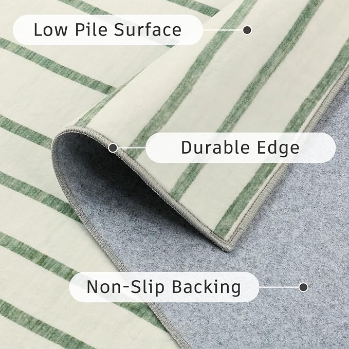 DCX Abstract Machine Washable 5x7 Rug, Sage Green Modern Accent Rug - Image 9