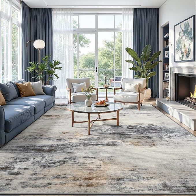 Toneed Abstract Area Rug 6x9 Modern Washable Rug Soft Non Slip Rug Low Pile - Image 4