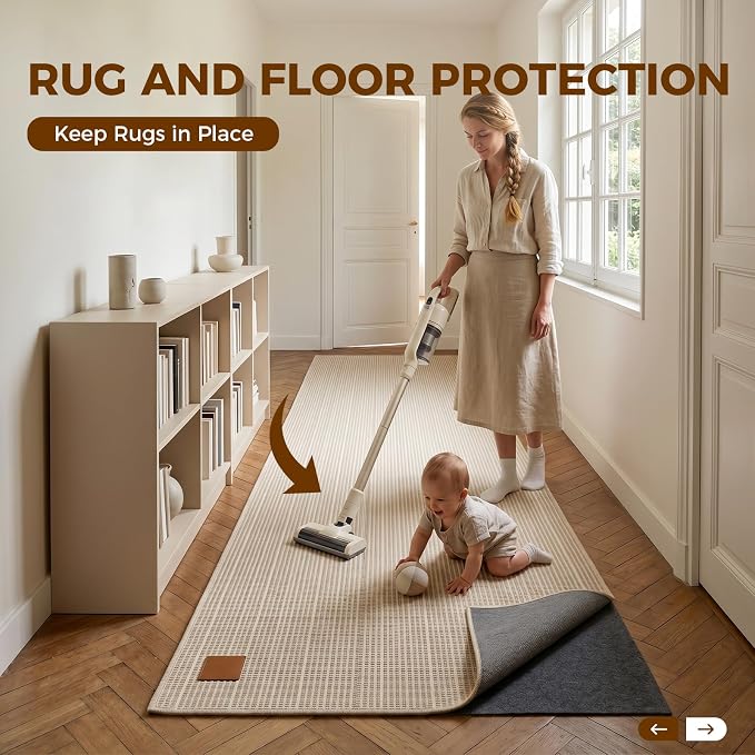 Rug Pad 2 x 10 Ft Non-Slip, Felt and Natural Rubber Backing, 1/4" Thick - Image 2