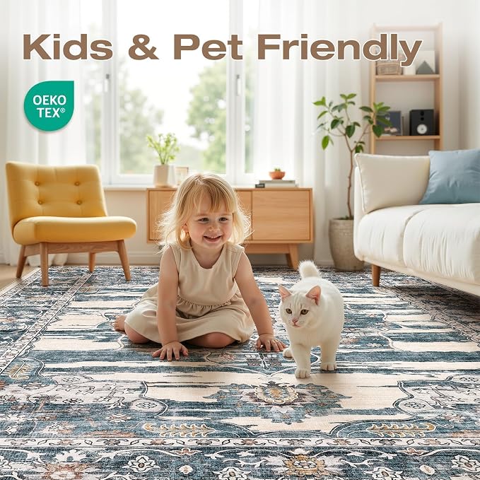 Washable 7x9 Area Rug for Living Room - Image 4