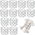Crystal Metal Napkin Rings Set, Elegant Wedding/Party Table Decor, Shiny by kehail
