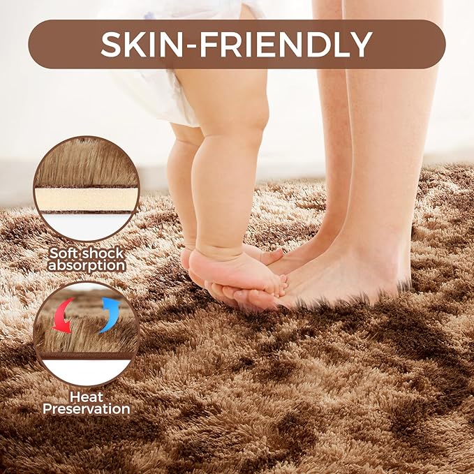 Ultra Soft Rug for Living Room, 6X9 Fluffy Shag Area Rug for Bedroom, Modern - Image 4