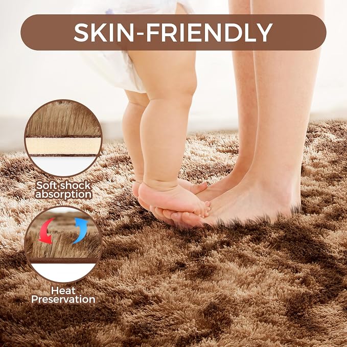 Ultra Soft Rug for Living Room, 9X12 Fluffy Shag Area Rug for Bedroom, Modern - Image 5