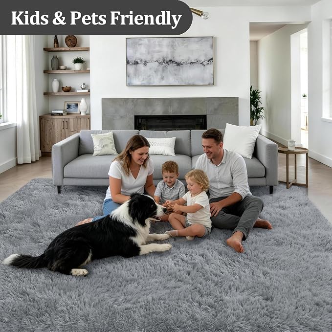 Fluffy Area Rugs 9x12 Living Room Bedroom: Ultra Soft Shag Rug Upgrade Non-Slip - Image 4