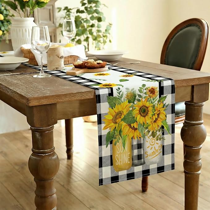 Sunflower Summer Table Runner 13x60 Inch, Kitchen Dining Table Decoration - Image 4