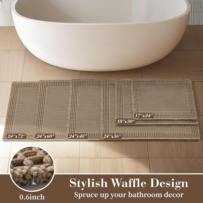 RESARE Waffle Bath Mat for Bathroom, Super Absorbent Bathroom Rugs Non Slip - Image 5