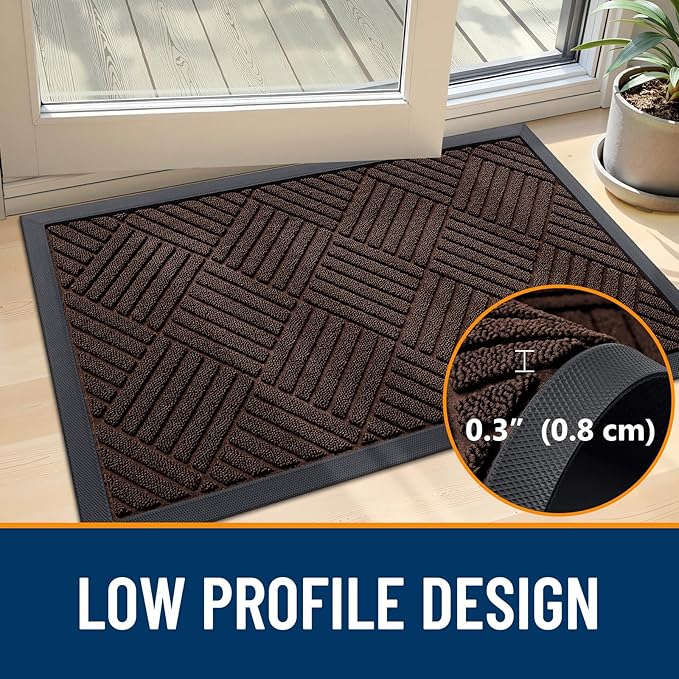 OLANLY Front Door Mat Outside Entrance 59x34, Heavy Duty Sturdy Natural Rubber - Image 4
