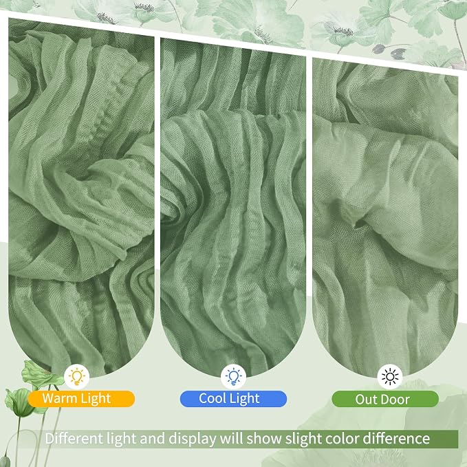 Showgeous 4 Pack Sage Green Cheesecloth Table Runner, 17 x 108 Inches | Boho - Image 7