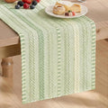 Artoid Mode Sage Green Farmhouse Stripe Braided Table Runner 12x90 Inch | by ArtoidMode