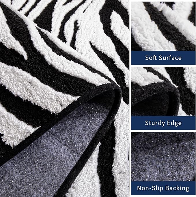 YIHOUSE 4x6 Ft Zebra Area Rugs, Abstract Modern Black and White Washable Rug - Image 5