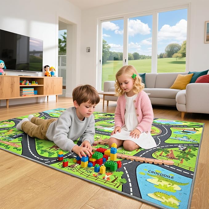 Zoo Adventure Kids Car Rug, Cute Animal Play Mat - Image 8