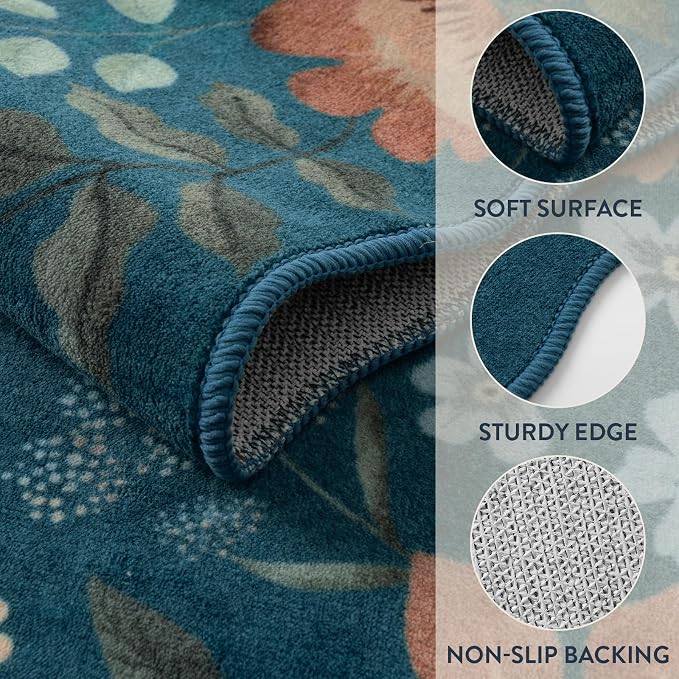 Lahome Floral Washable Runner Rug, Boho Ultra-Thin Kitchen Runners - Image 7