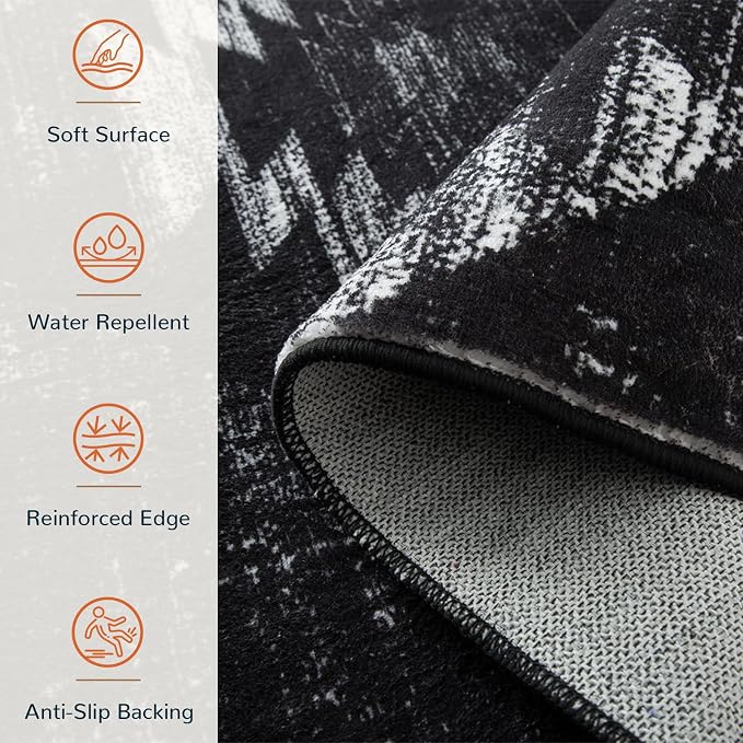 BESTSWEETIE Area Rug 2x8 Rug Machine Washable Non-Slip Low Pile Print Pattern - Image 4