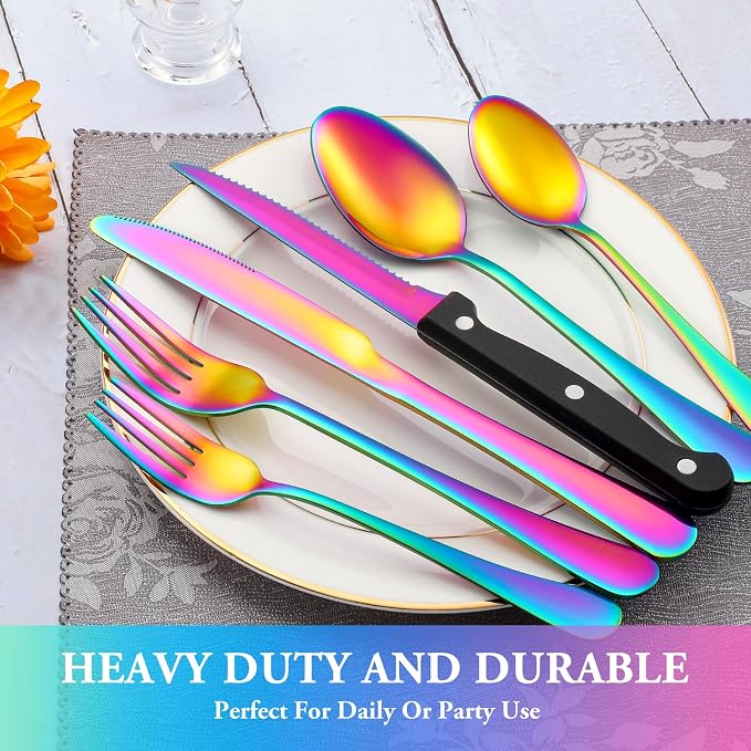 36 Pcs Rainbow Silverware Set - Image 7