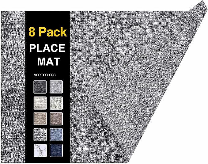 Faux Leather Heat Resistant Placemats 8 Packs, Waterproof Wipeable Dining PU by homing