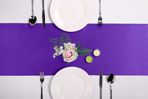 10-Pack Satin Table Runner Purple 12 x 108 inches Long, Table Runners - Image 2