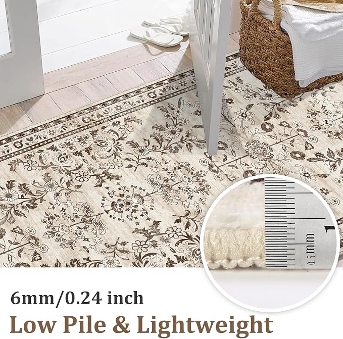 Yamaziot Washable Runner Rug 2x6 – Non Slip Boho Floral Hallway Runner Rug - Image 4