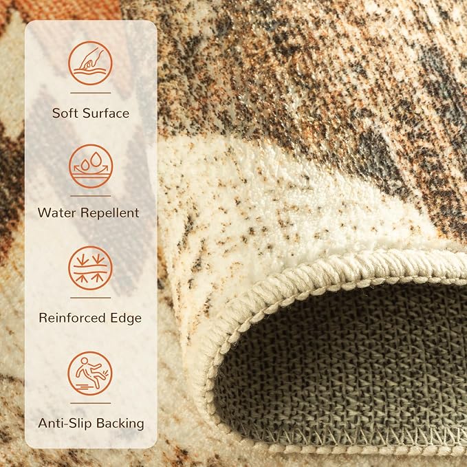 BESTSWEETIE Area Rug 2x10 Rug Machine Washable Non-Slip Low Pile Print Pattern - Image 2