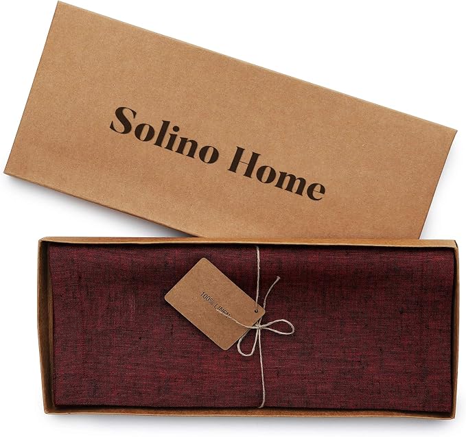 Solino Home 100% Linen Dining Table Runner Red Woven, Athena 14 x 72 in | Table - Image 5