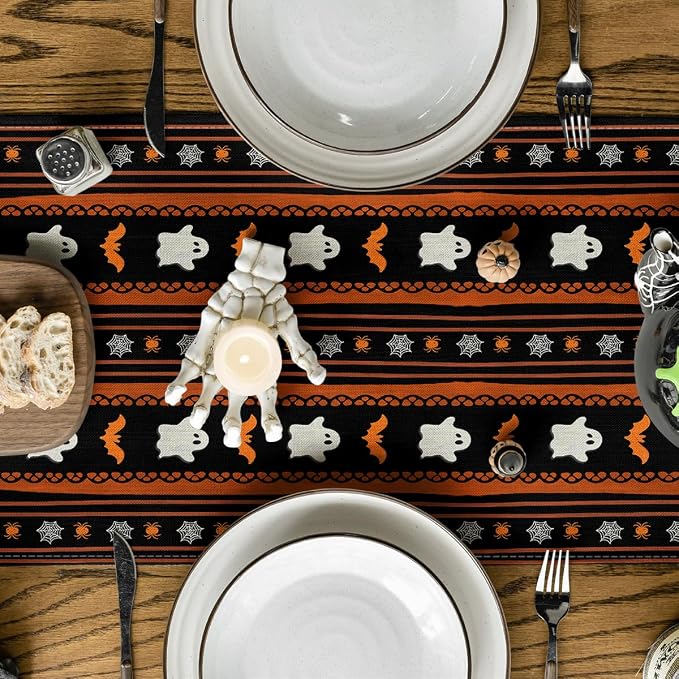 Artoid Mode 210 GSM Halloween Table Runner 13x60 Inch Home Party Decor | Ghosts - Image 3