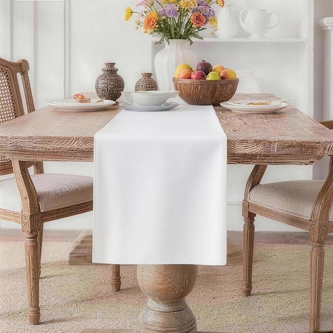 MEANMOY White Table Runner 36 Inches Long Waterproof Table Runners | Washable by MEANMOY