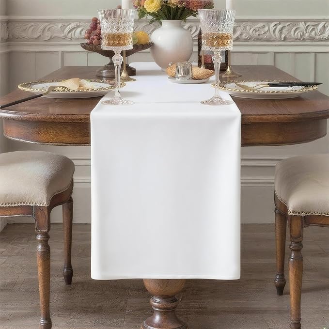 White Table Runner, Waterproof Washable Runners 36 Inches Long | Reusable 12x36 by KAIPHO