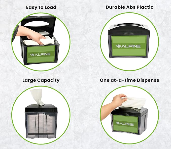 Alpine 3 Pack Tabletop Commercial Napkin Dispenser Restaurant Napkin Holder - Image 2