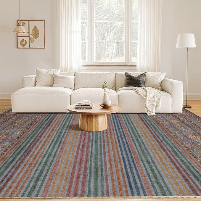 Nakagishi 6X9 Area Rugs Living Room: Washable Large Vintage Rug Neutral - Image 4