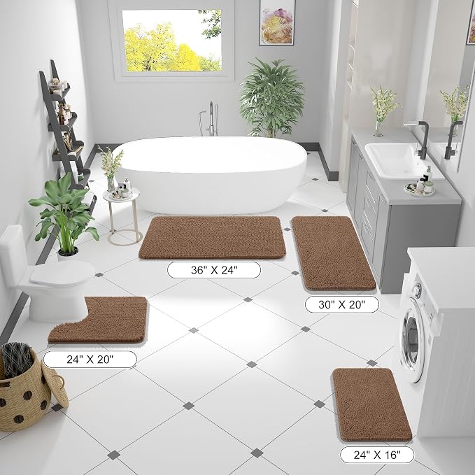 OLANLY Toilet Rugs U-Shaped 24x24, Extra Soft Absorbent Chenille Contour - Image 2