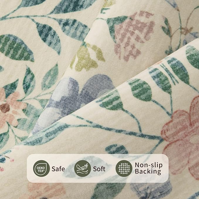 Rugxara 2x6 Floral Runner Rug, Washable Runners - Image 4