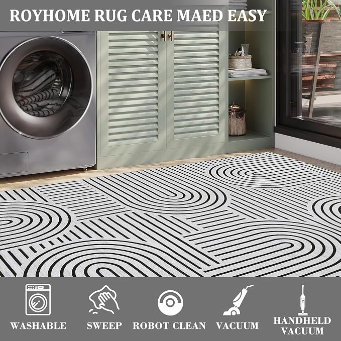 Washable Rug 2x3 Area Rugs for Entryway, Abstract Rug for Bedroom, Soft Rainbow - Image 4
