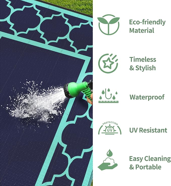 GENIMO 8 ' x 10 ' Outdoor Rug for Patio, Waterproof Indoor Outdoor Plastic - Image 6
