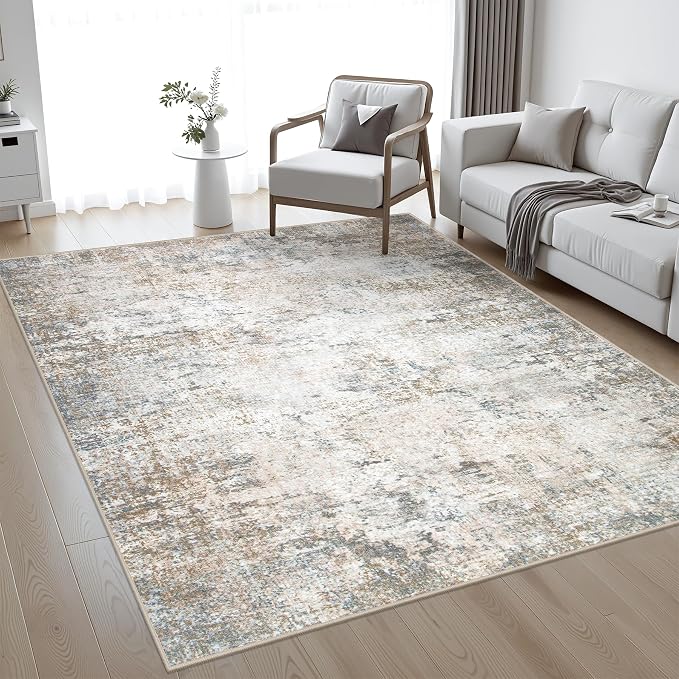 10x14 Area Rug Living Room Rug: Washable Modern Abstract Soft Thin Rug Indoor - Image 2