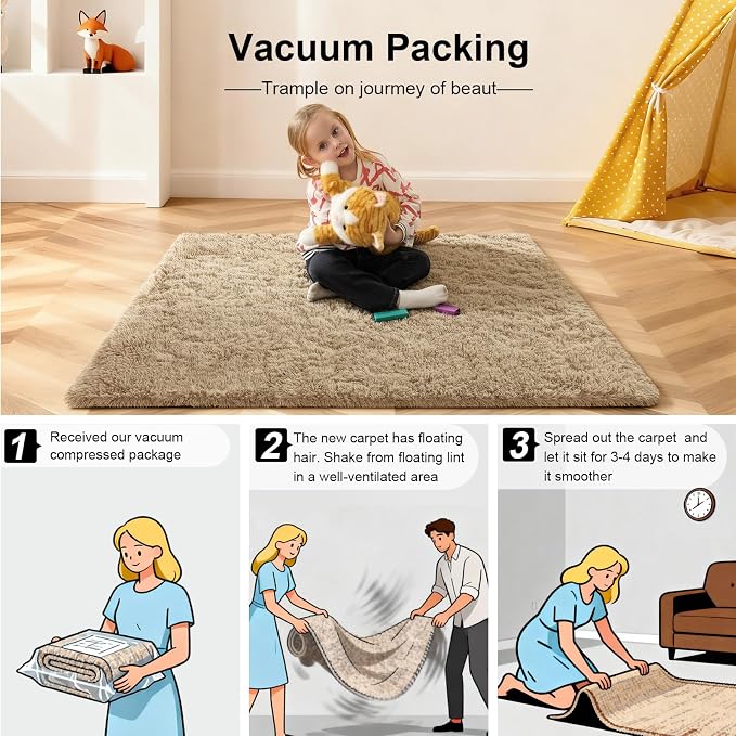 3x5 Rugs for Bedroom, Fluffy Area Rugs for Living Room, Small Fuzzy Shag Soft - Image 5
