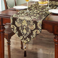 Sophisticated Jacquard Dark Brown Chenille Table Runner 84 inches Long | by HeMiaor