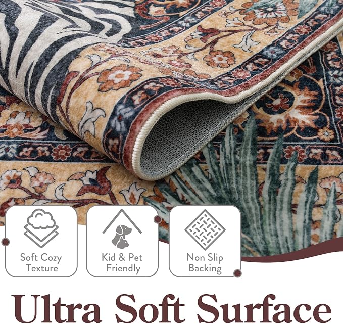 Moynesa Tiger Washable Area Rug, Boho 6x9 Rug - Image 3