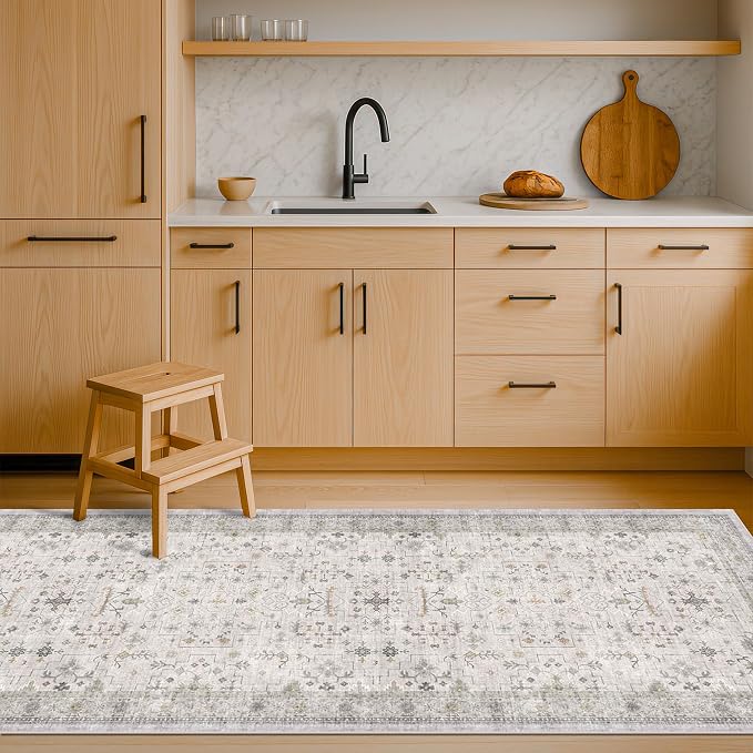 Hazo Haus Light Gray Washable 2'6"x8' Wide Runner Rugs by HazoHaus