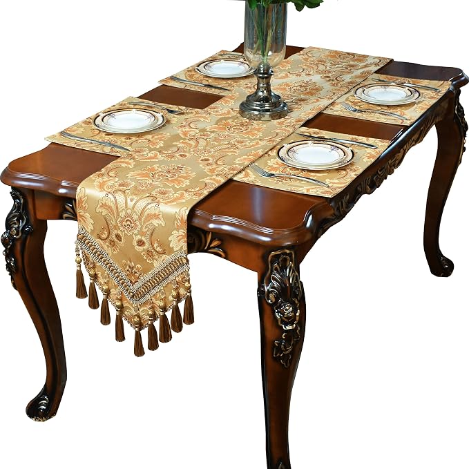 Luxury Velvet Gold Table Runner 102 Inches Long by NYSMXF