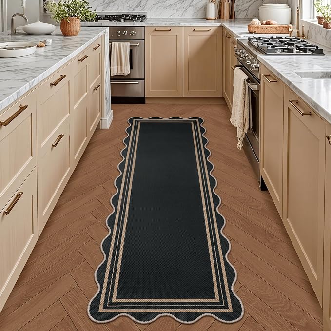 Scalloped 2x6 Kitchen Runner Rug, Washable Rugs - Image 3