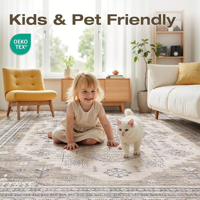 5x7 Washable Area Rug, Large Rugs - Image 4