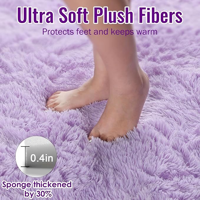 PAGISOFE Purple Rugs for Girls Bedroom 6x9 Ft Fluffy Living Room Area Rugs - Image 5