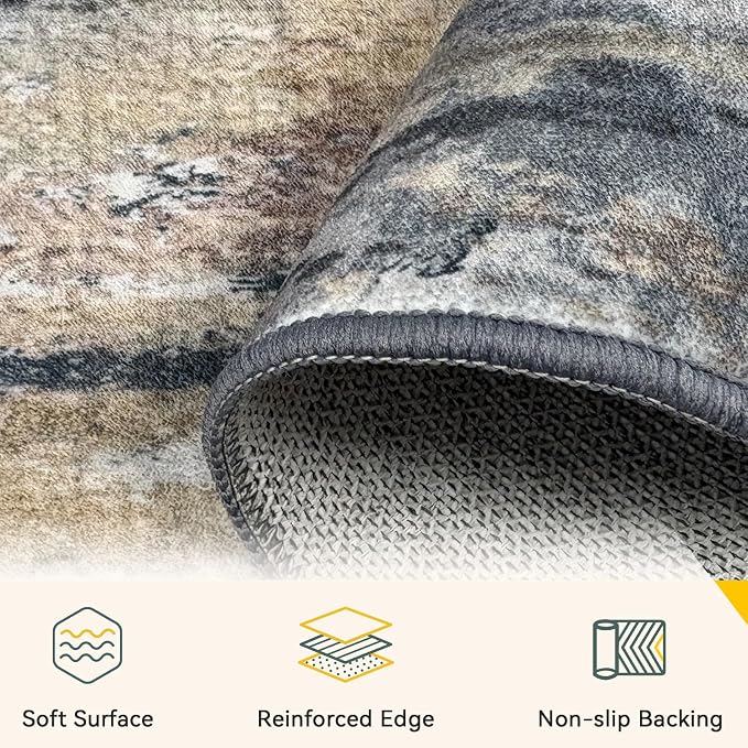RELEANY Washable Area Rugs 6'x9' Non-Slip Modern Abstract Soft - Image 4