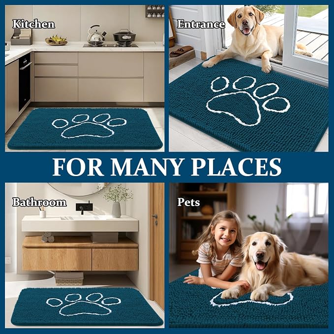 OLANLY Dog Door Mat for Muddy Paws 59x32, Paw Print Design, Absorbs Moisture - Image 8