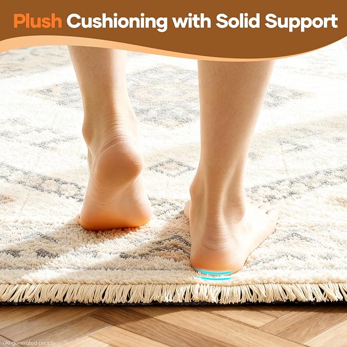 Veken 5 Ft Round Non Slip Cushioned Rug Pad Gripper, Felt and Silicone Backing - Image 6