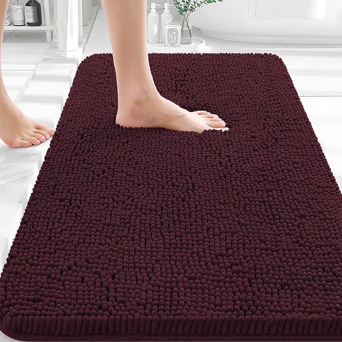 OLANLY Bathroom Rugs 30x18, Extra Soft Absorbent Chenille Bath Rugs, Rubber by OLANLY
