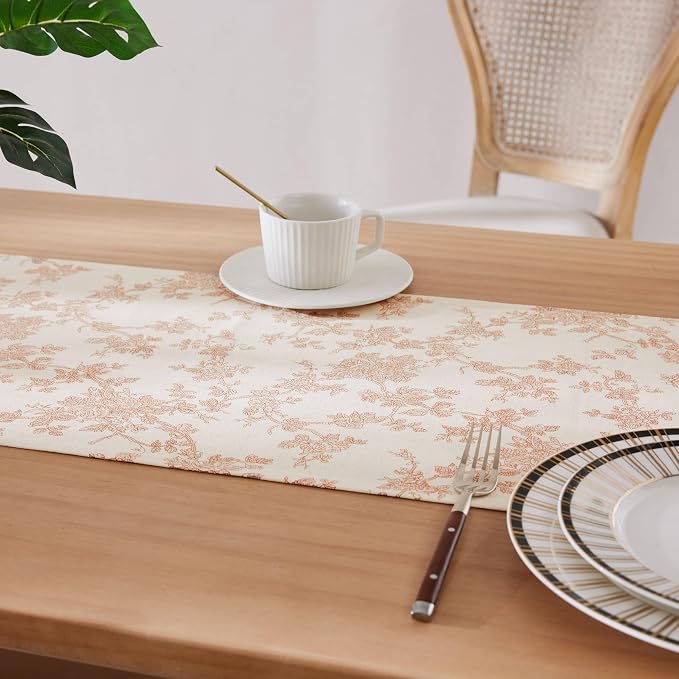French Pastoral Farmhouse Table Runners, 13x72 Inch Taupe | 100% Organic Cotton - Image 5