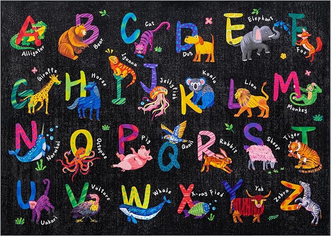 6x9 ABC Classroom Rug for Kids Playroom, Alphabet Rug - Image 4