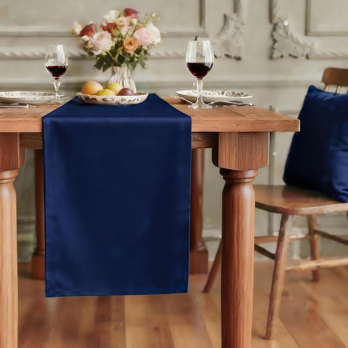 FOLINS&HOME Navy Blue Waterproof Decorative Table Runner 90 Inches Long | by FOLINSHOME