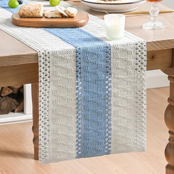Artoid Mode Sky Blue Farmhouse Rustic Table Runner 12x72 Inch | Seasonal by ArtoidMode